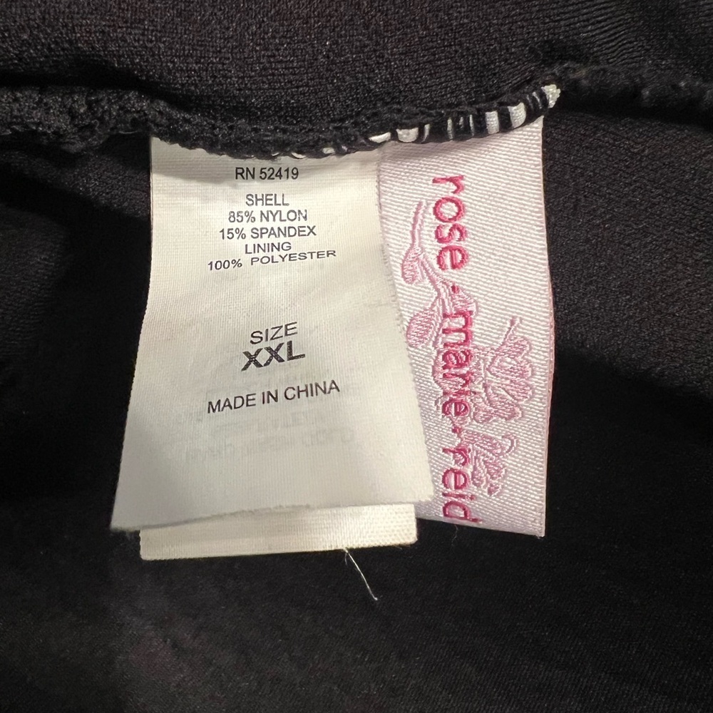 Black One Piece Swimsuit with Skirted Bottom and Ruching - Picture 3 of 3